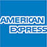Logo de American Express en azul con texto blanco.